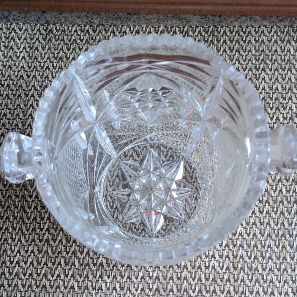 Vintage Italian Crystal Ice Bucket Cut Glass Saw Tooth Edge